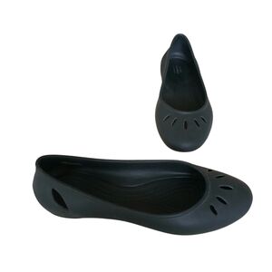 CROCS Kelli Ballet Flats Women's 10 Black Iconic Comfort Minimalist Perforated